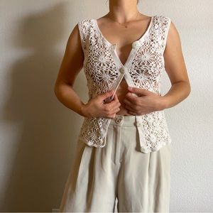 SOLD ivory crochet tank vest